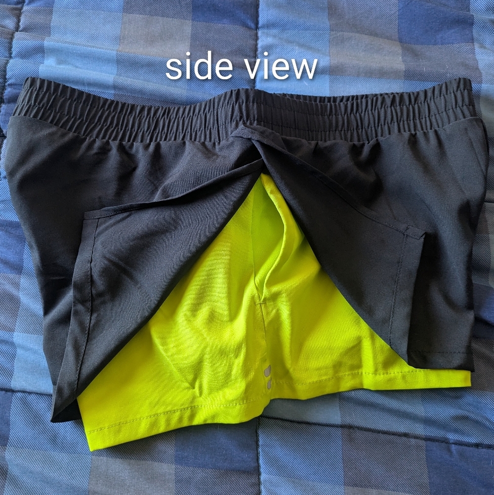 Ladies Medium Hind Style # CY5292 Black and Neon Yellow Athletic Shorts - Picture 8 of 8